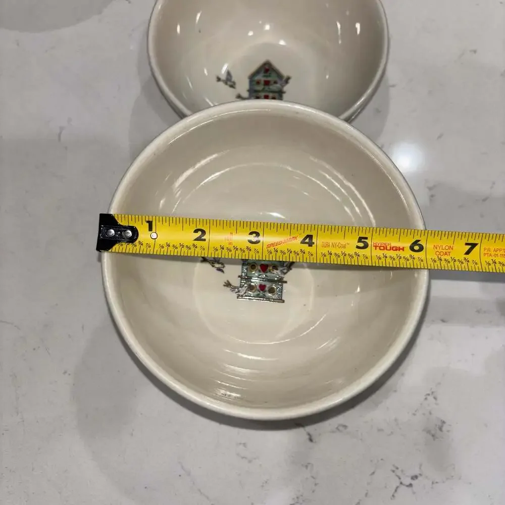 Thomson Pottery Birdhouse Pattern Cereal Soup Bowls, Set of 6